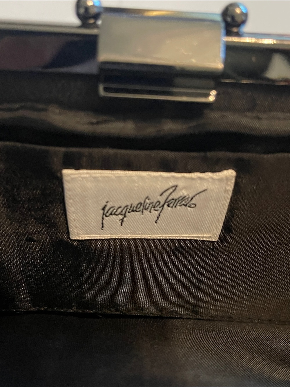 Jacqueline Ferrar Black Satin Pleated Frame Clutch - Picture 4 of 5